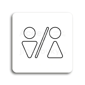 Piktogram "WC muži, ženy V" - bílá tabulka - černý tisk bez rámečku