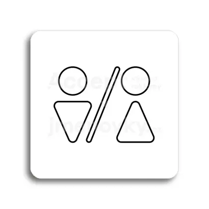 Piktogram "WC muži, ženy V" - bílá tabulka - černý tisk bez rámečku