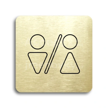 Piktogram "WC muži, ženy V" - zlatá tabulka - černý tisk bez rámečku
