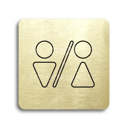 Piktogram "WC muži, ženy V" - zlatá tabulka - černý tisk bez rámečku