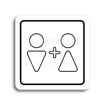 Piktogram "WC muži, ženy VI" - bílá tabulka - černý tisk