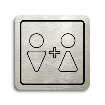 Piktogram "WC muži, ženy VI" - stříbrná tabulka - černý tisk