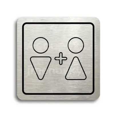 Piktogram "WC muži, ženy VI" - stříbrná tabulka - černý tisk