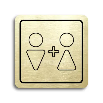 Piktogram "WC muži, ženy VI" - zlatá tabulka - černý tisk