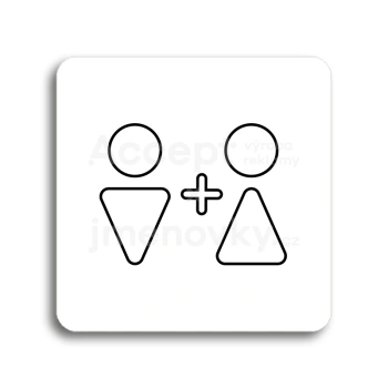 Piktogram "WC muži, ženy VI" - bílá tabulka - černý tisk bez rámečku