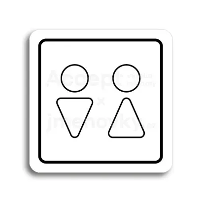 Piktogram "WC muži, ženy VII" - bílá tabulka - černý tisk