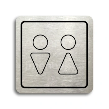 Piktogram "WC muži, ženy VII" - stříbrná tabulka - černý tisk