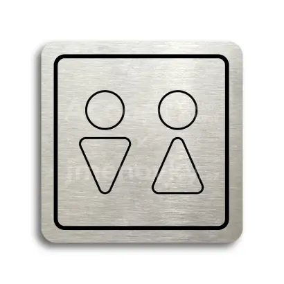 Piktogram "WC muži, ženy VII" - stříbrná tabulka - černý tisk