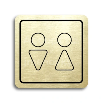 Piktogram "WC muži, ženy VII" - zlatá tabulka - černý tisk