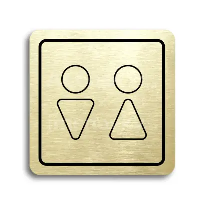 Piktogram "WC muži, ženy VII" - zlatá tabulka - černý tisk