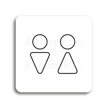 Piktogram "WC muži, ženy VII" - bílá tabulka - černý tisk bez rámečku