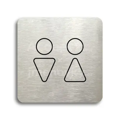 Piktogram "WC muži, ženy VII" - stříbrná tabulka - černý tisk bez rámečku