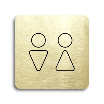 Piktogram "WC muži, ženy VII" - zlatá tabulka - černý tisk bez rámečku