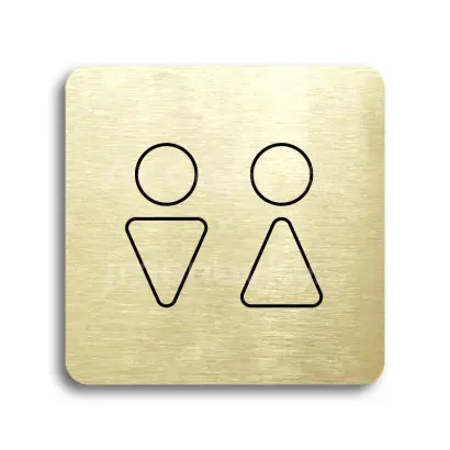 Piktogram "WC muži, ženy VII" - zlatá tabulka - černý tisk bez rámečku