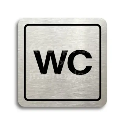 Piktogram "WC" - stříbrná tabulka - černý tisk