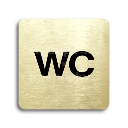 Piktogram "WC" - zlatá tabulka - černý tisk bez rámečku