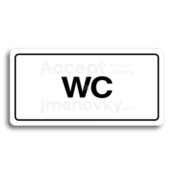 Piktogram "WC" - bílá tabulka - černý tisk