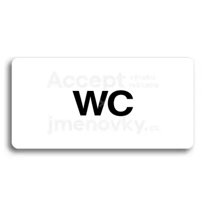 Piktogram "WC" - bílá tabulka - černý tisk bez rámečku