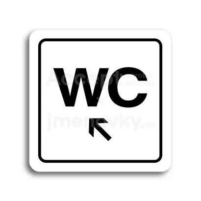 Piktogram "WC vlevo nahoru" - bílá tabulka - černý tisk