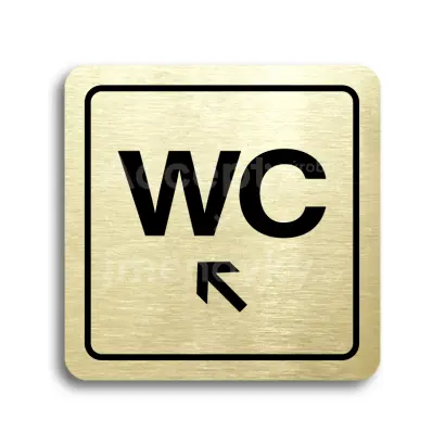 Piktogram "WC vlevo nahoru" - zlatá tabulka - černý tisk
