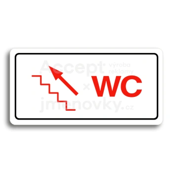 Piktogram "WC VLEVO NAHORU" - bílá tabulka - barevný tisk
