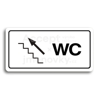 Piktogram "WC VLEVO NAHORU" - bílá tabulka - černý tisk
