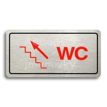 Piktogram "WC VLEVO NAHORU" - stříbrná tabulka - barevný tisk