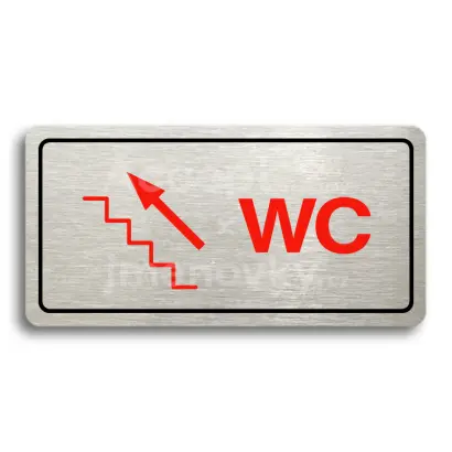 Piktogram "WC VLEVO NAHORU" - stříbrná tabulka - barevný tisk