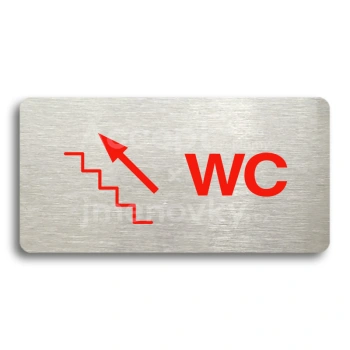 Piktogram "WC VLEVO NAHORU" - stříbrná tabulka - barevný tisk bez rámečku