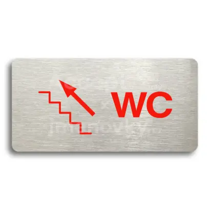 Piktogram "WC VLEVO NAHORU" - stříbrná tabulka - barevný tisk bez rámečku