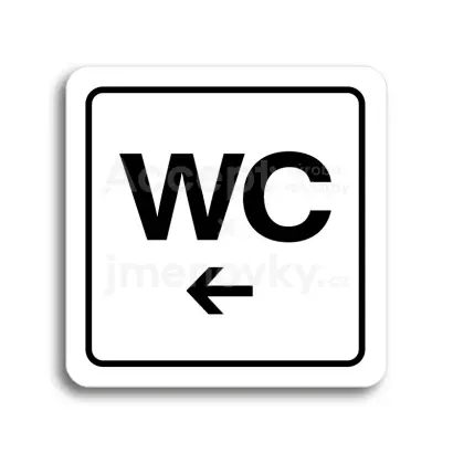 Piktogram "WC vlevo" - bílá tabulka - černý tisk