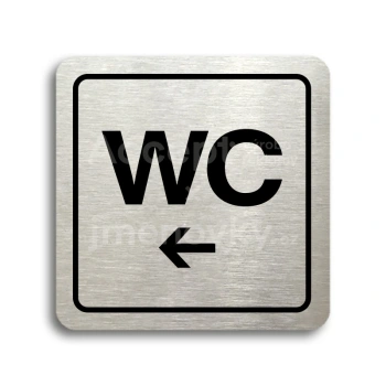 Piktogram "WC vlevo" - stříbrná tabulka - černý tisk