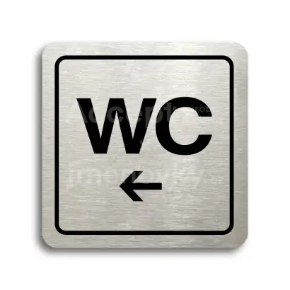 Piktogram "WC vlevo" - stříbrná tabulka - černý tisk