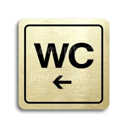 Piktogram "WC vlevo" - zlatá tabulka - černý tisk