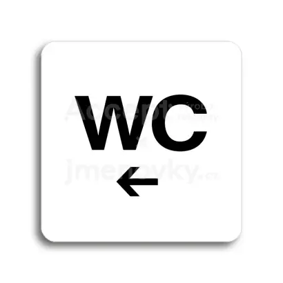 Piktogram "WC vlevo" - bílá tabulka - černý tisk bez rámečku