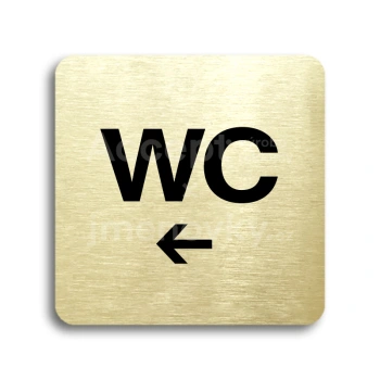 Piktogram "WC vlevo" - zlatá tabulka - černý tisk bez rámečku