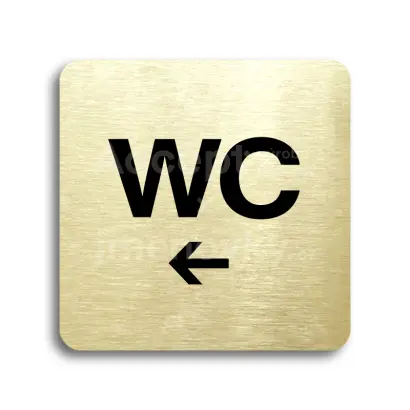 Piktogram "WC vlevo" - zlatá tabulka - černý tisk bez rámečku