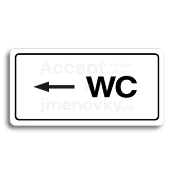Piktogram "WC VLEVO" - bílá tabulka - černý tisk