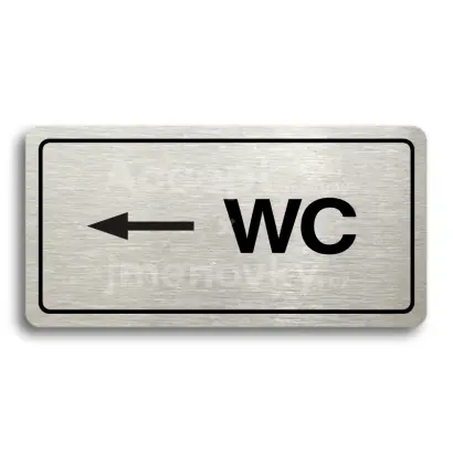 Piktogram "WC VLEVO" - stříbrná tabulka - černý tisk