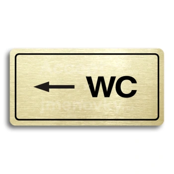 Piktogram "WC VLEVO" - zlatá tabulka - černý tisk