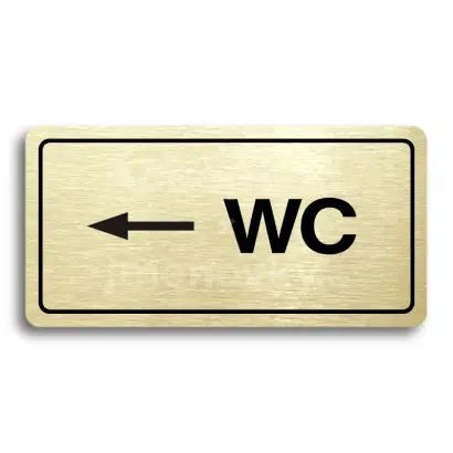 Piktogram "WC VLEVO" - zlatá tabulka - černý tisk