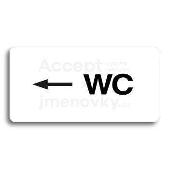 Piktogram "WC VLEVO" - bílá tabulka - černý tisk bez rámečku