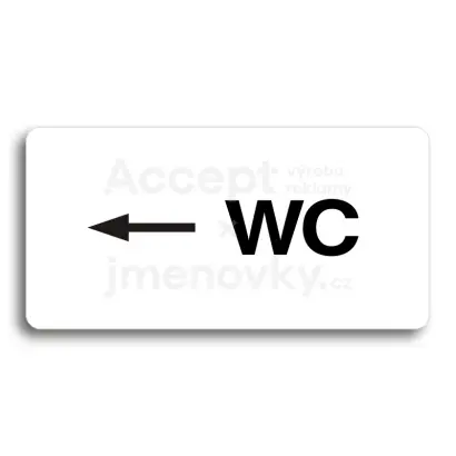 Piktogram "WC VLEVO" - bílá tabulka - černý tisk bez rámečku