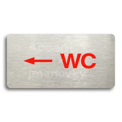 Piktogram "WC VLEVO" - stříbrná tabulka - barevný tisk bez rámečku
