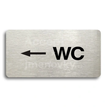 Piktogram "WC VLEVO" - stříbrná tabulka - černý tisk bez rámečku