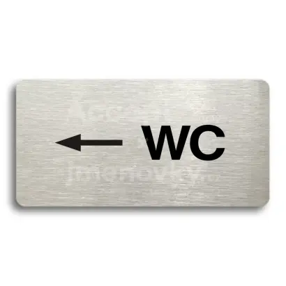 Piktogram "WC VLEVO" - stříbrná tabulka - černý tisk bez rámečku