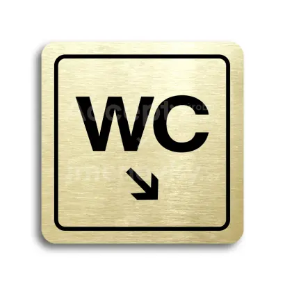 Piktogram "WC vpravo dolů" - zlatá tabulka - černý tisk