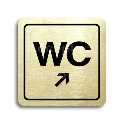 Piktogram "WC vpravo nahoru" - zlatá tabulka - černý tisk