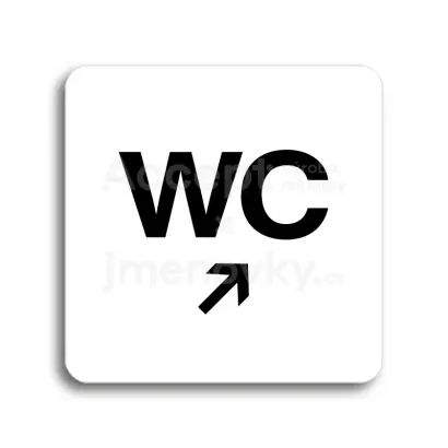 Piktogram "WC vpravo nahoru" - bílá tabulka - černý tisk bez rámečku