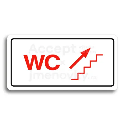 Piktogram "WC VPRAVO NAHORU" - bílá tabulka - barevný tisk